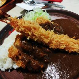 Japanese curry with katsu and ebi